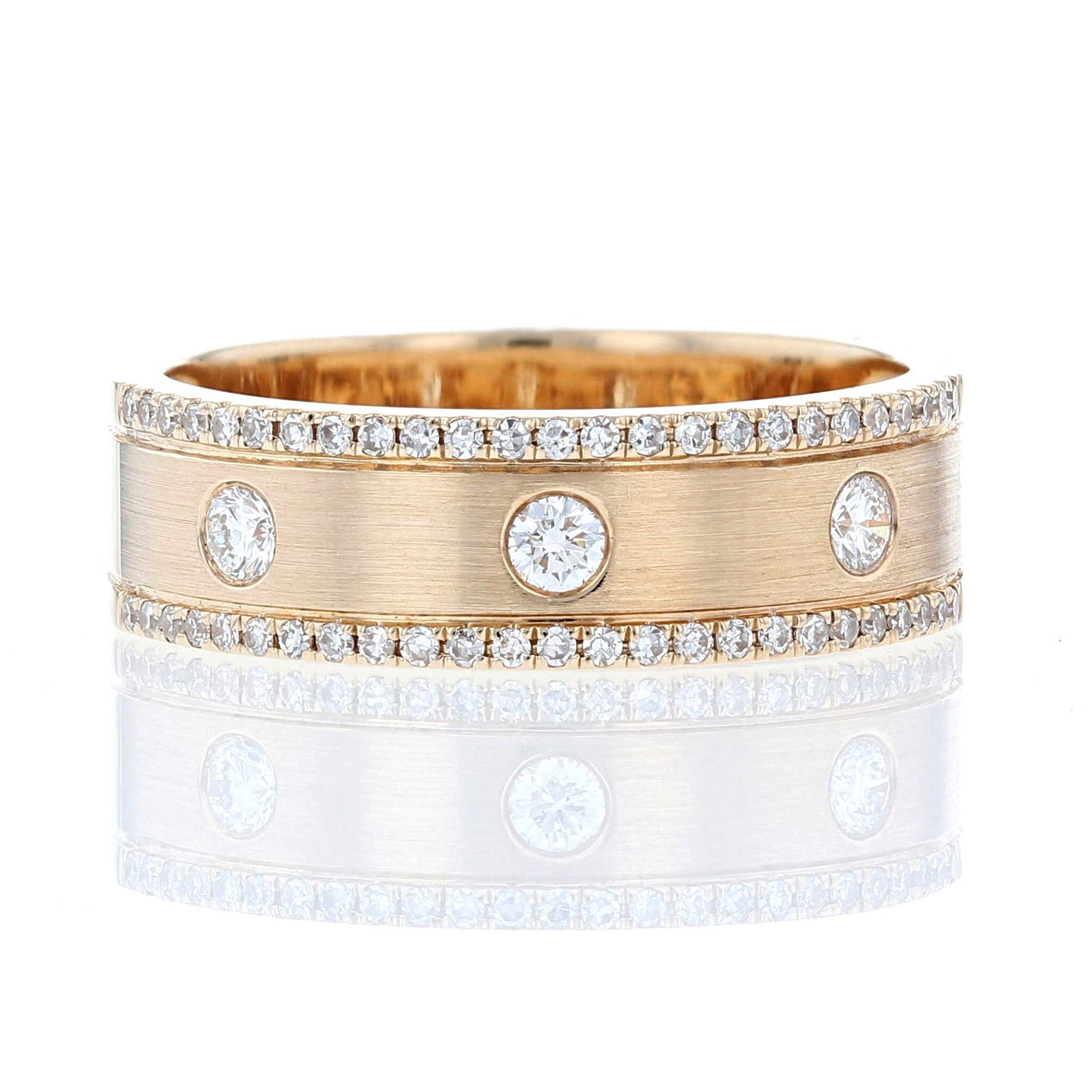 Wide Satin Finish Diamond Band