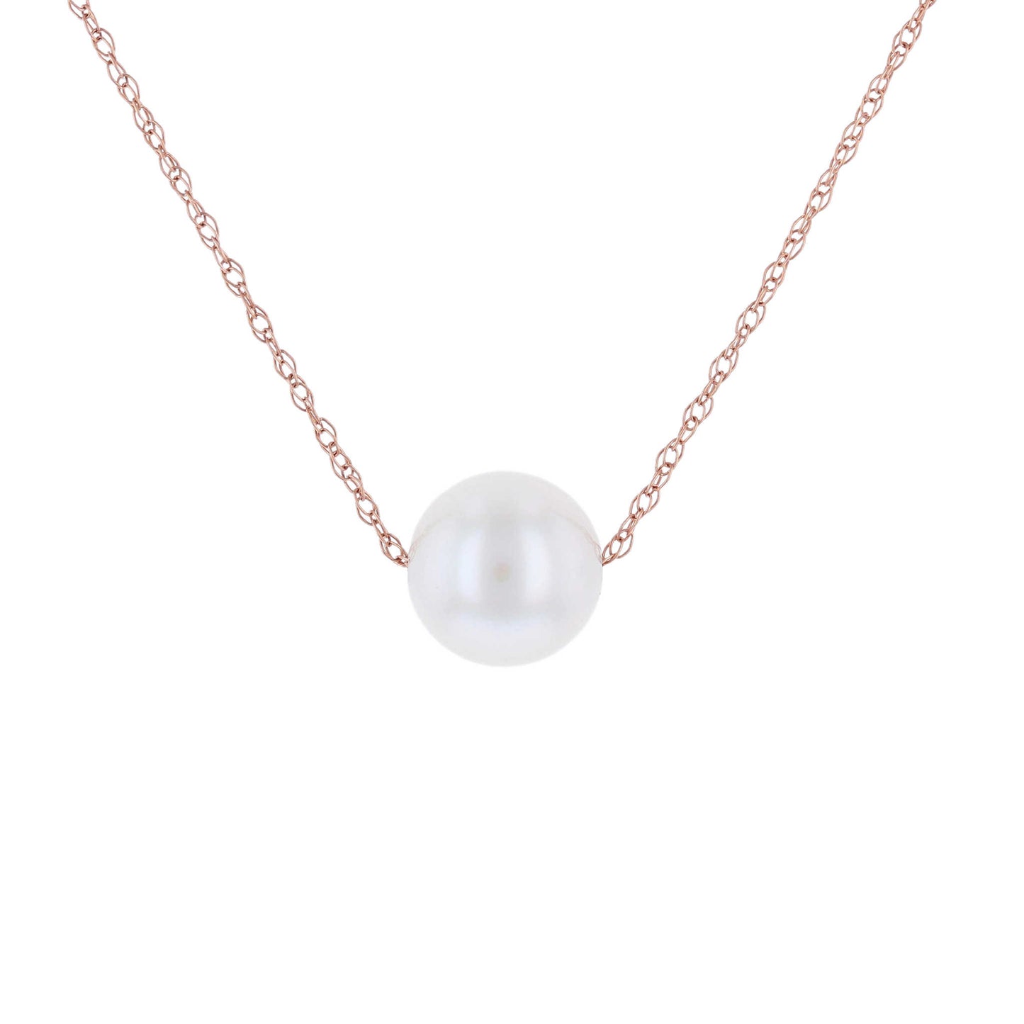 Rose Gold Solitaire Pearl Necklace