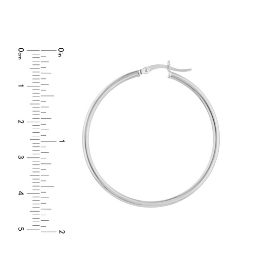 White Gold Large 40 mm Hoop Earrings