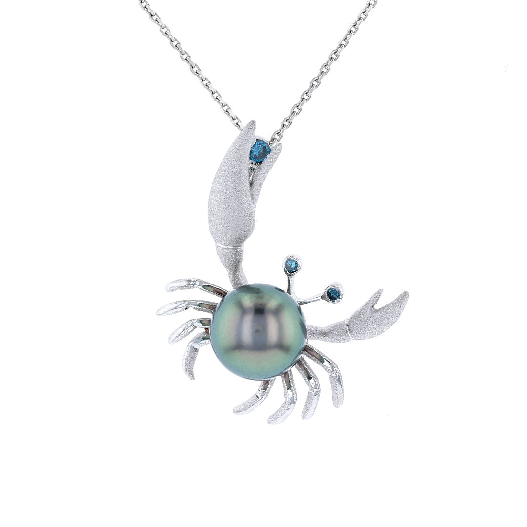 Tahitian Pearl & Blue Diamond Crab Pendant