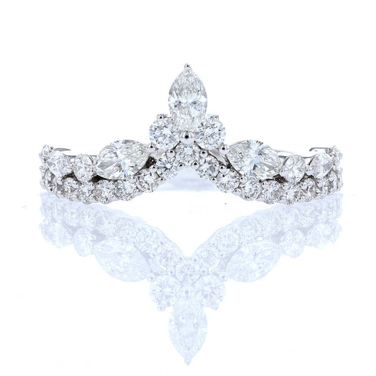 White Gold Diamond Double Chevron Band