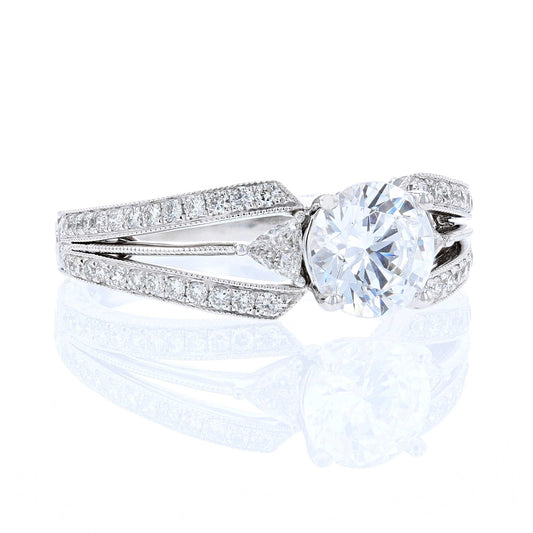 Triple Split Shank Diamond Engagement Ring