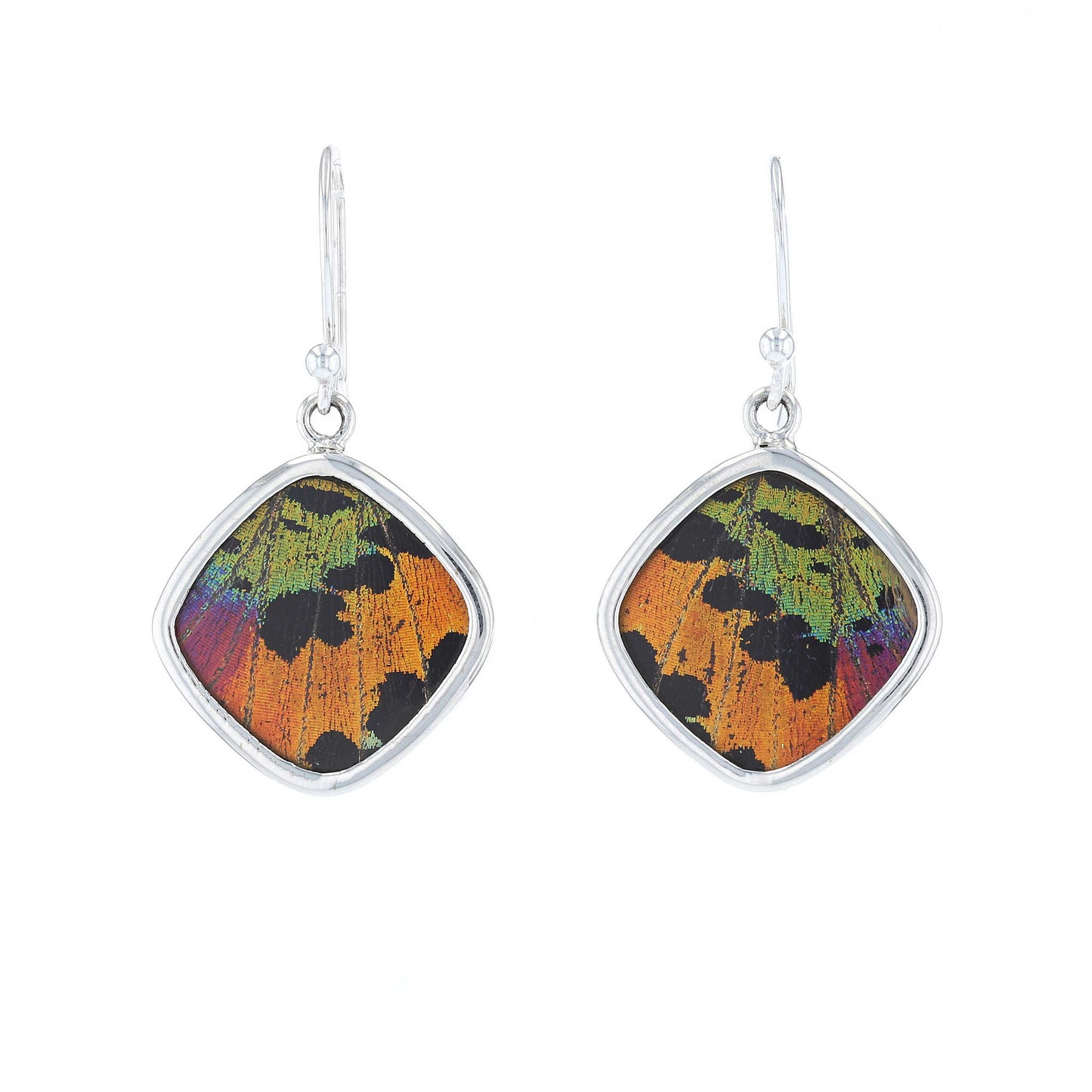 Sunset Moth Wing Cushion Earrings | Silver