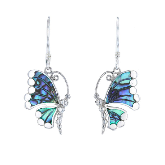 Sterling Silver Paua Shell Butterfly Earrings