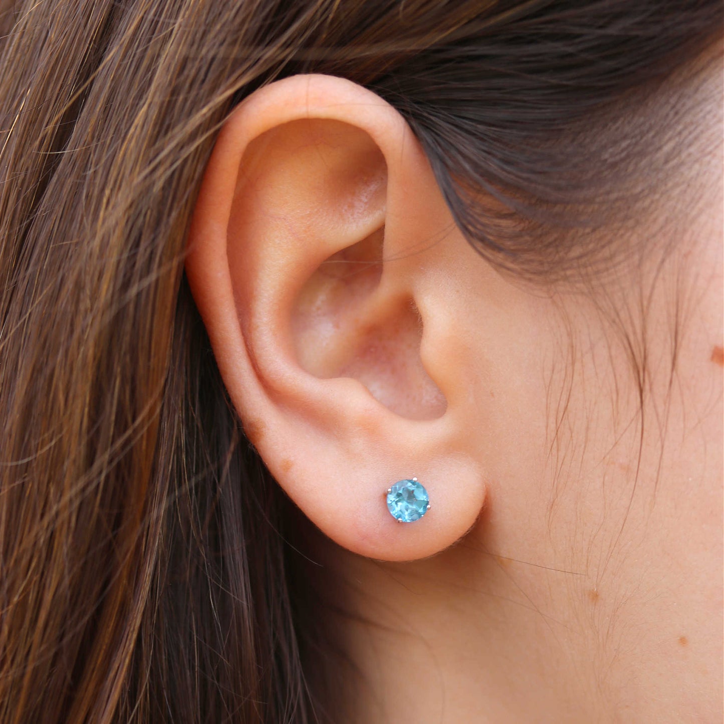 5 mm Round Blue Topaz Stud Earrings