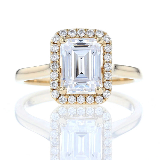 Emerald Cut Diamond Halo Engagement Ring