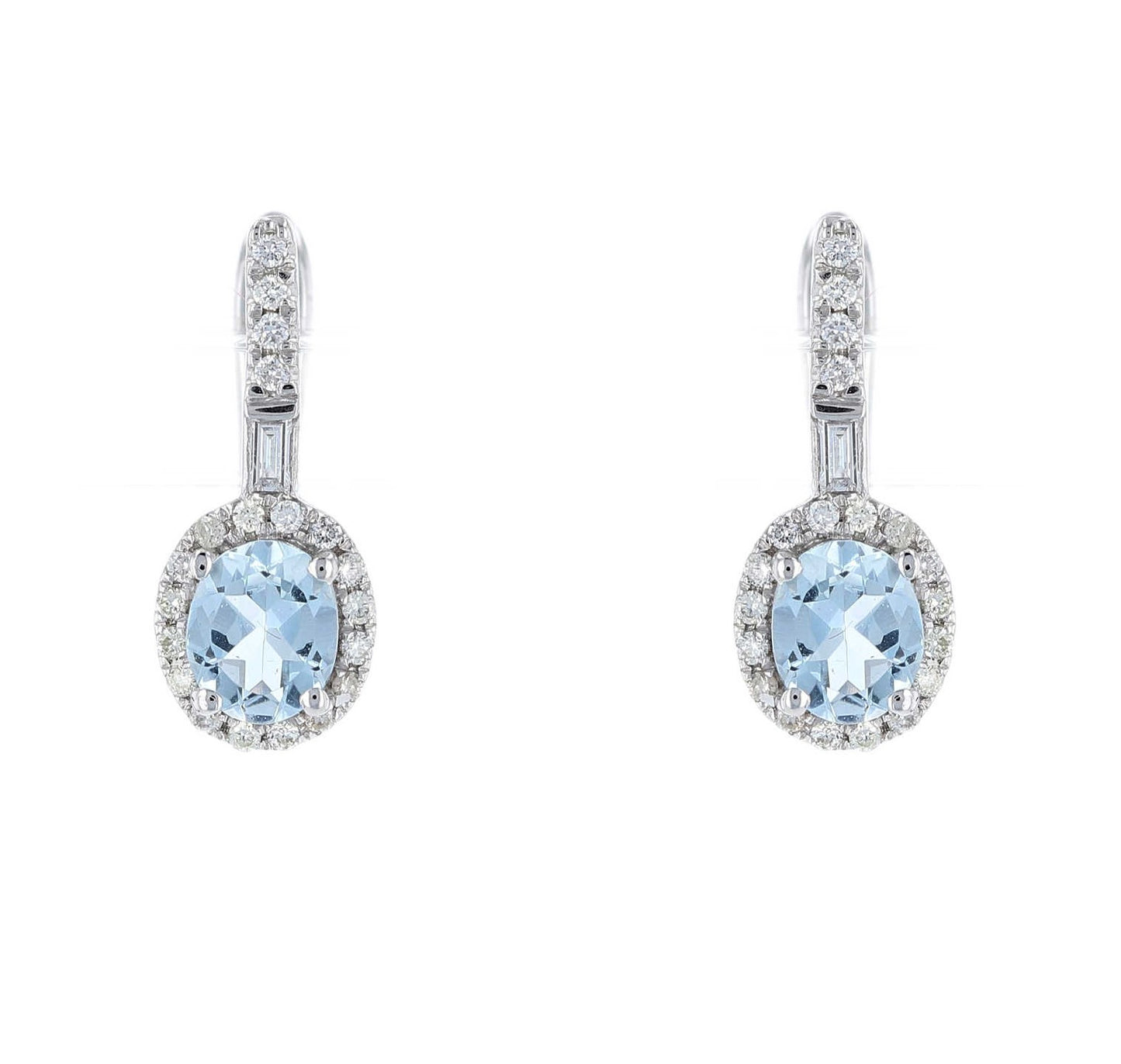 Aquamarine & Diamond Oval Halo Earrings