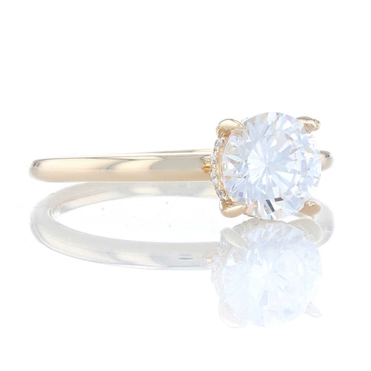 Yellow Gold Solitaire Hidden Halo Engagement Ring