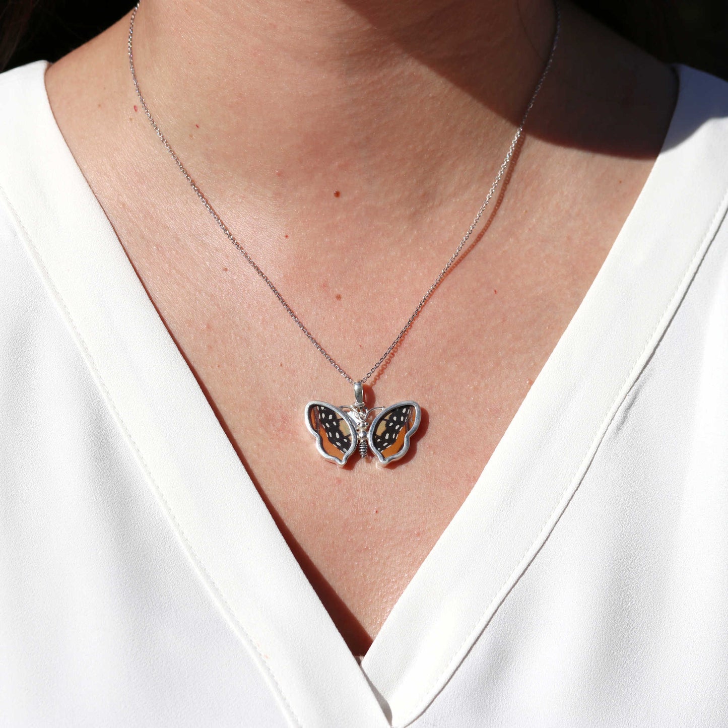 Petite Butterfly Wing Pendant | Monarch