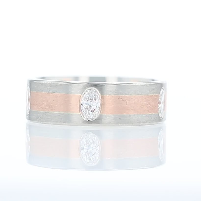 Brushed Oval Diamond Band Rotating