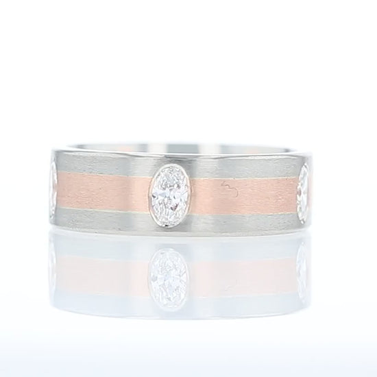 Brushed Oval Diamond Band Rotating