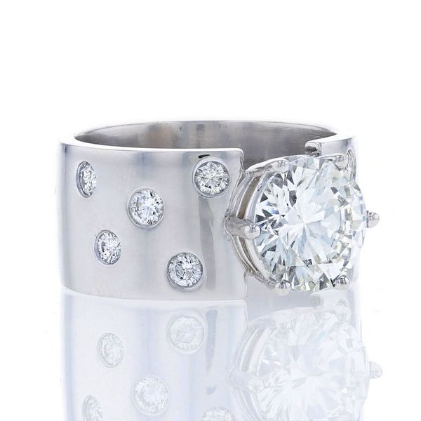 Wide Platinum Engagement Ring