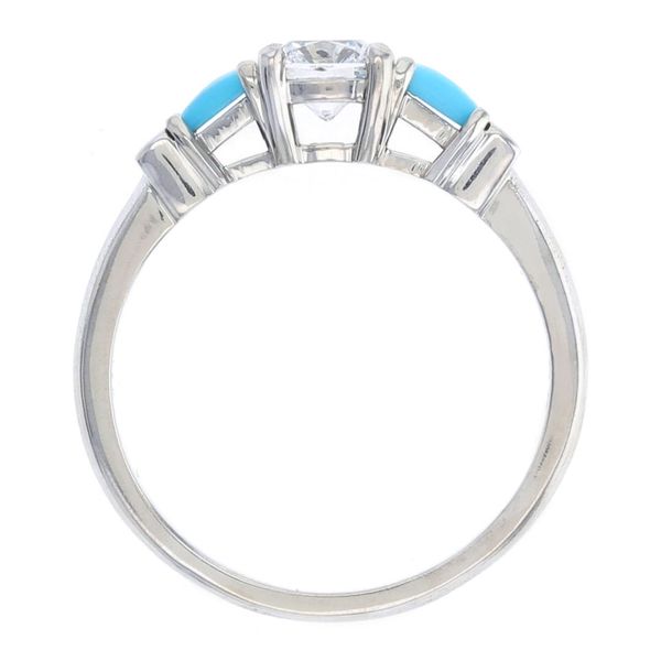 FireCushion Diamond and Turquoise Engagement Ring