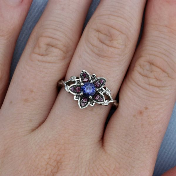 Lotus Purple Diamond & Sapphire Ring