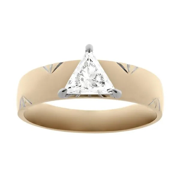 Triangle Cut Rings Triangle cut diamond engagement ring with wide band