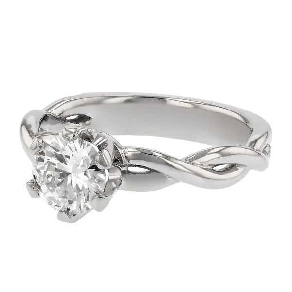 Woven band engagement ring top