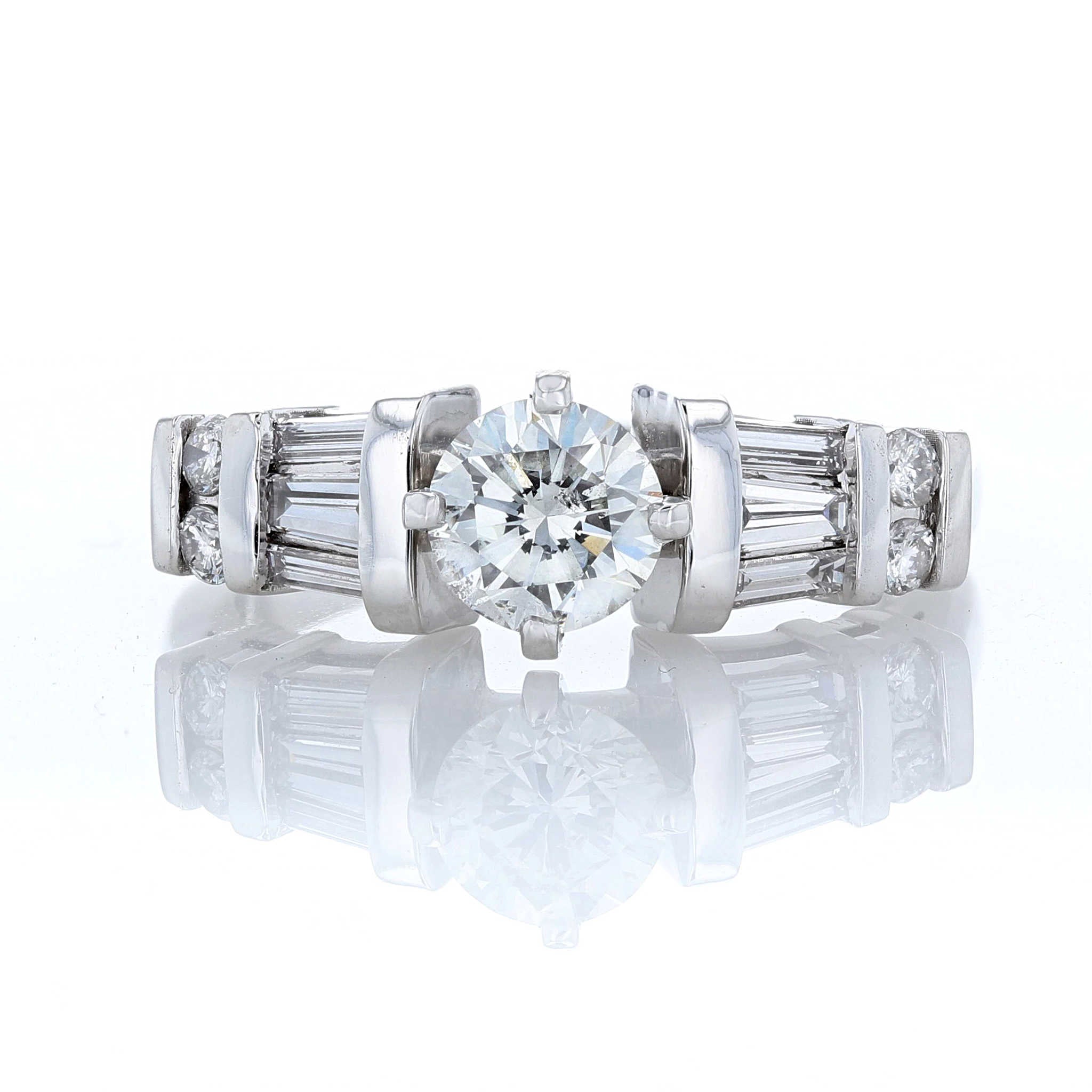 Round & Baguette Channel Set Diamond Engagement Ring Fox Fine Jewelry