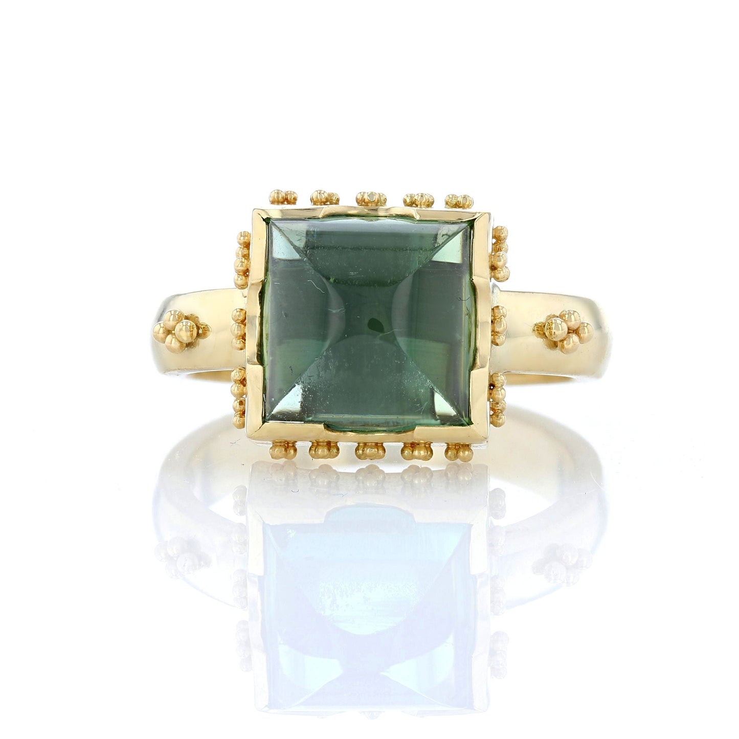 Granualated Green Tourmaline Ring by George Fox Front View
