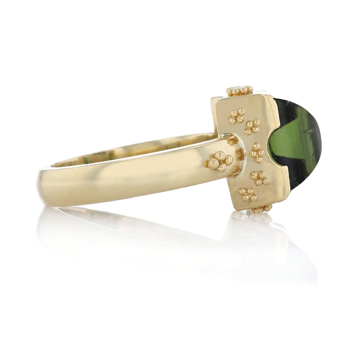 Granualated Green Tourmaline Ring by George Fox Side View