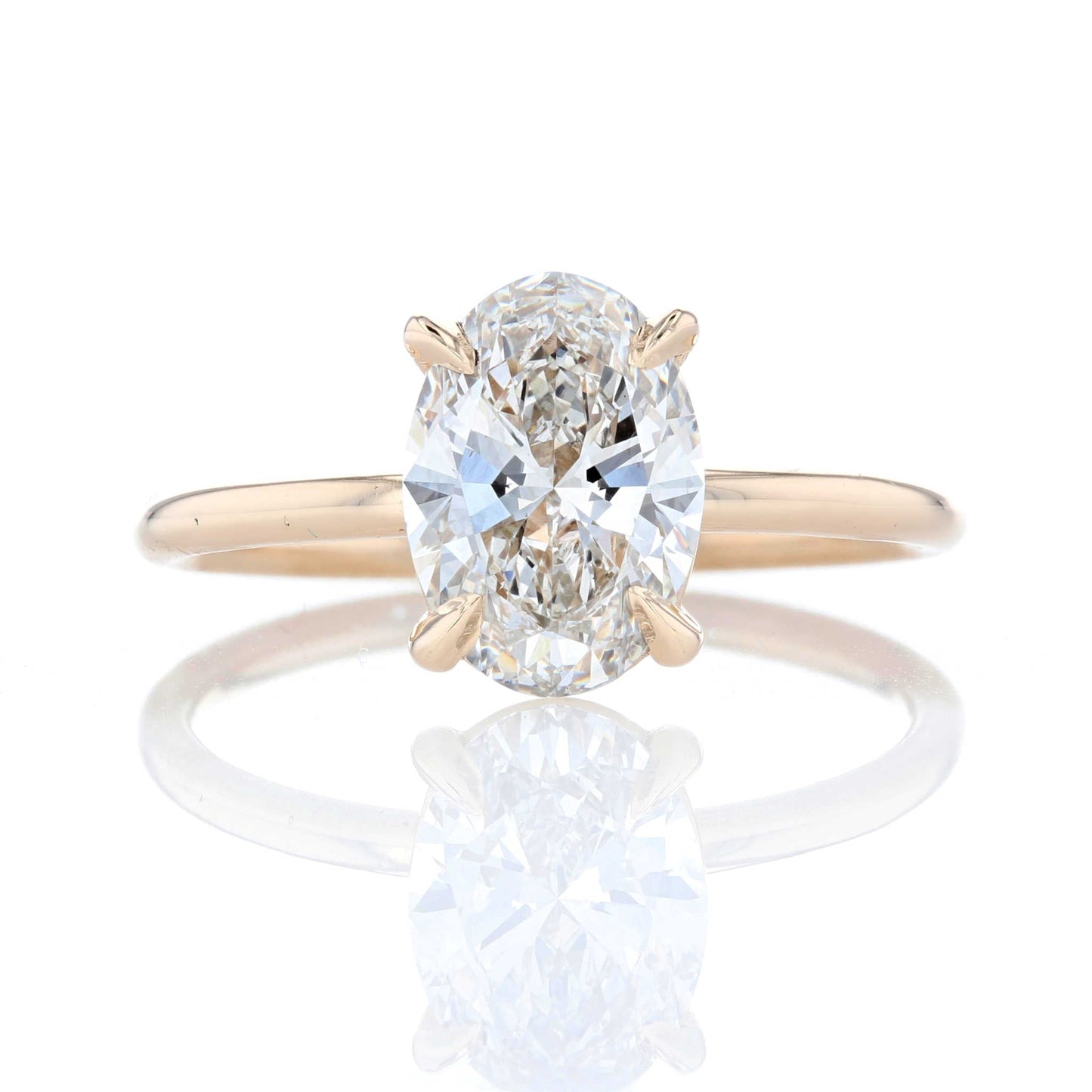Oval Solitaire Diamond Engagement Ring Front View