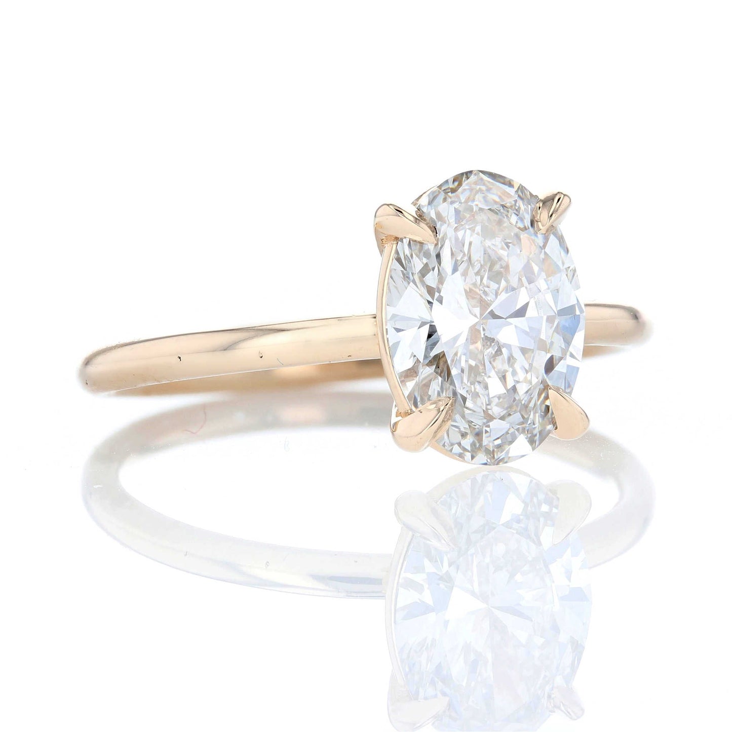 Oval Solitaire Diamond Engagement Ring Side View