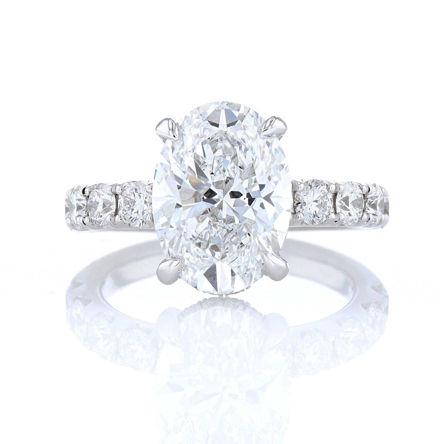 Hidden Halo Oval Diamond Engagement Ring Front View