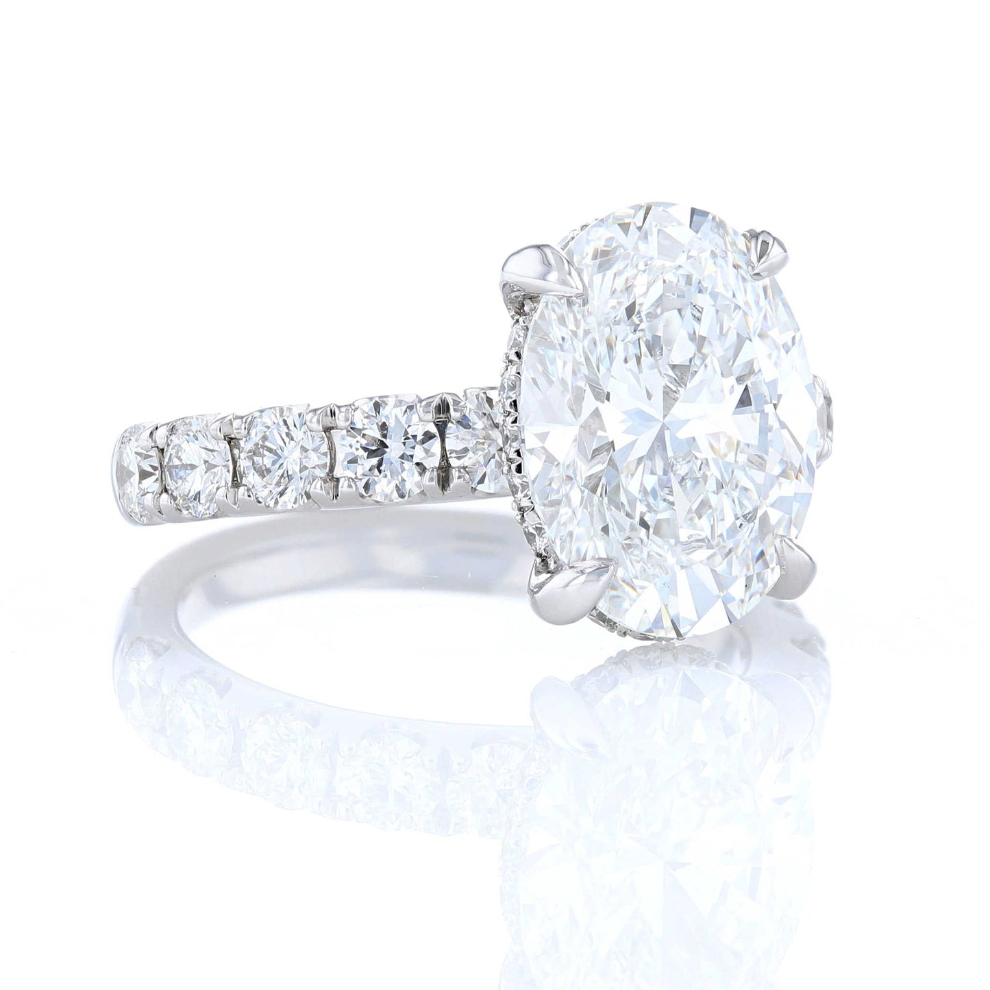 Hidden Halo Oval Diamond Engagement Ring Side View