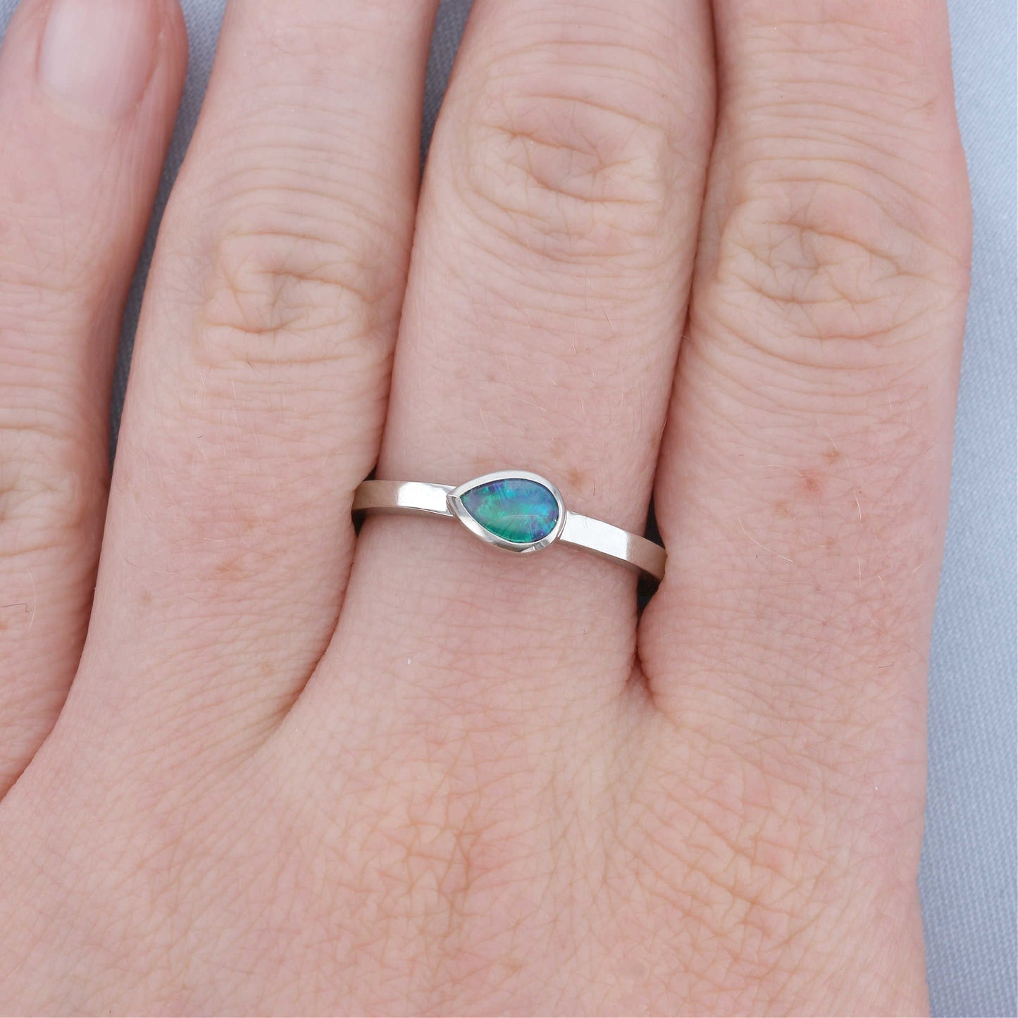 Bezel Set Pear Opal Ring
