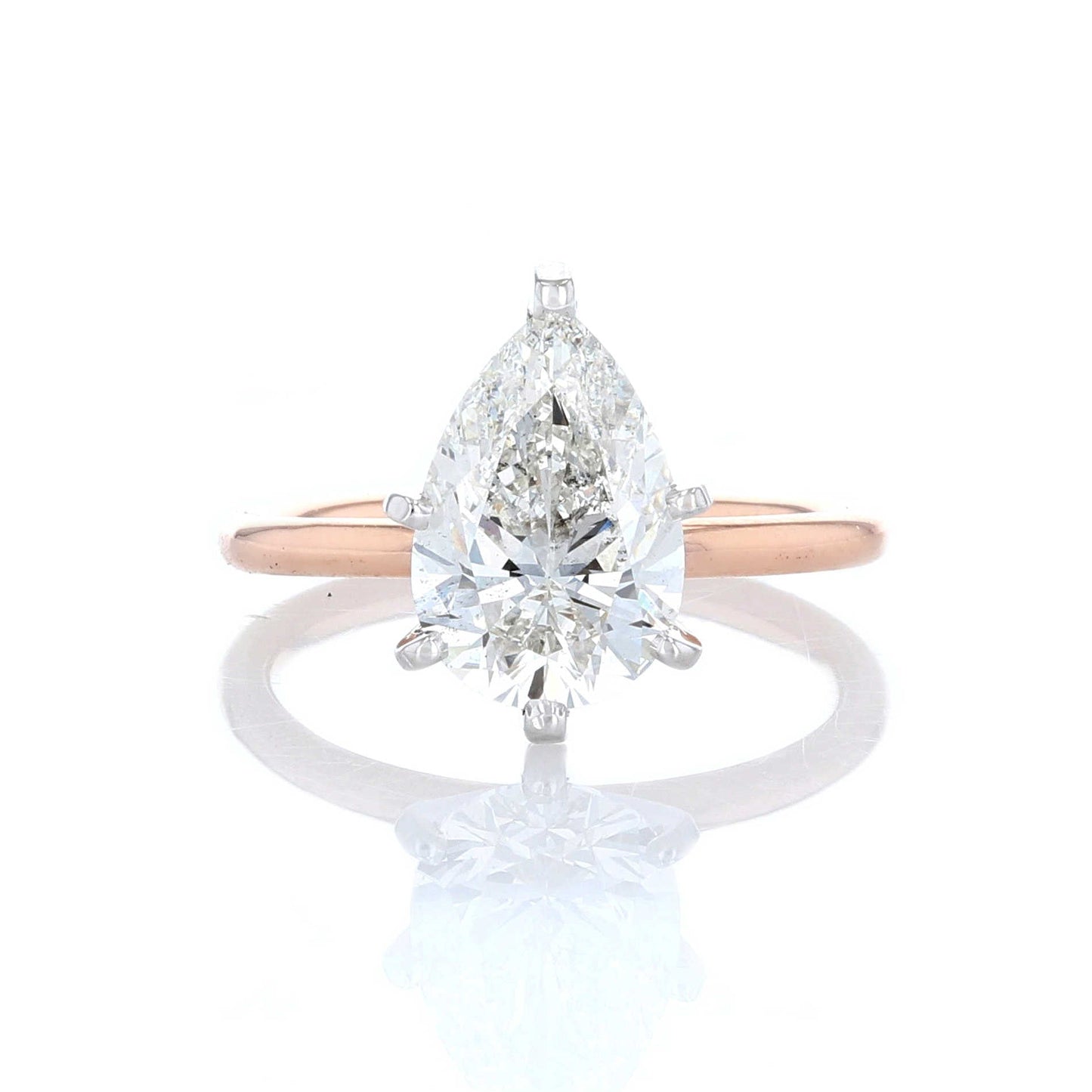 Pear Solitaire Diamond Engagement Ring Front View