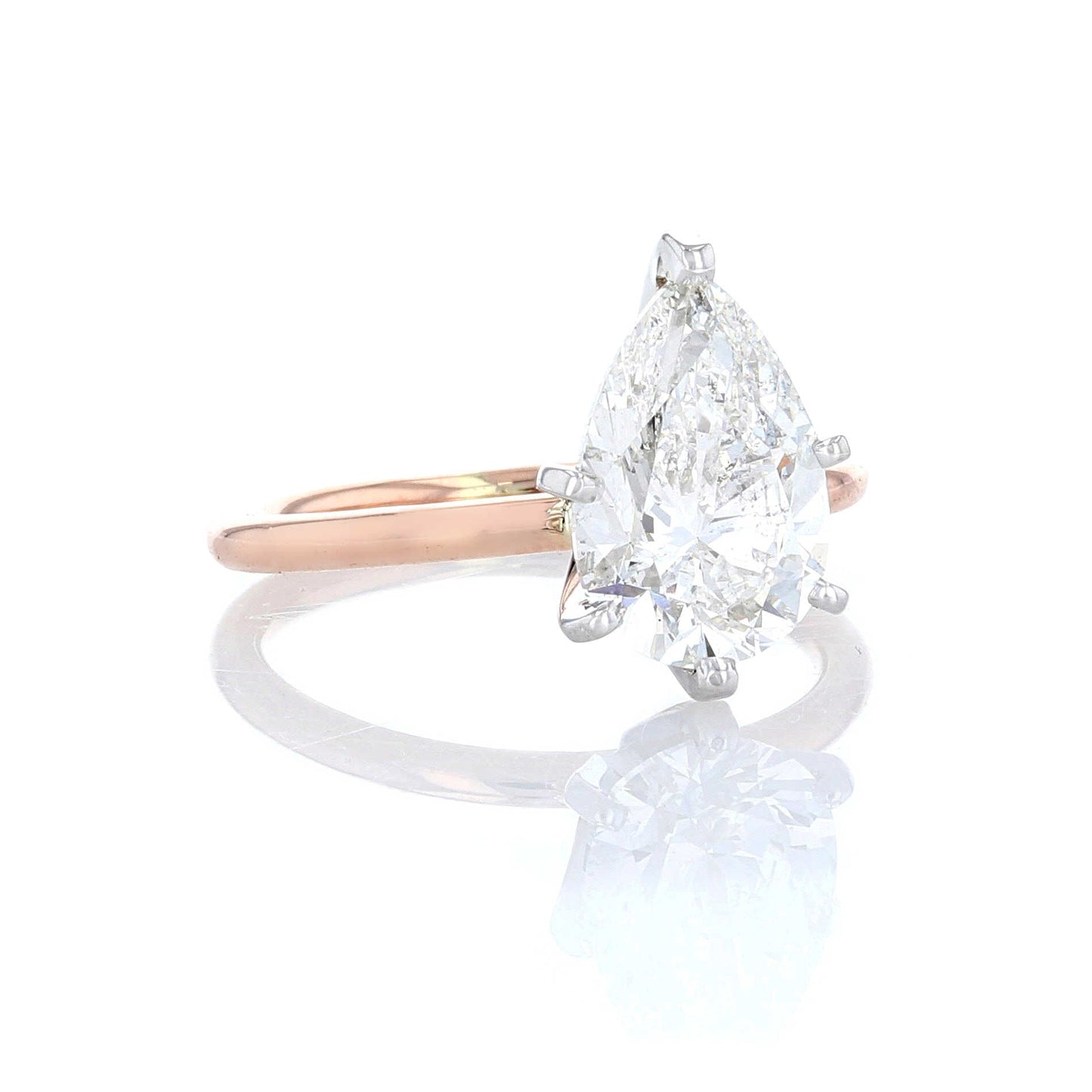 Pear Solitaire Diamond Engagement Ring Side View