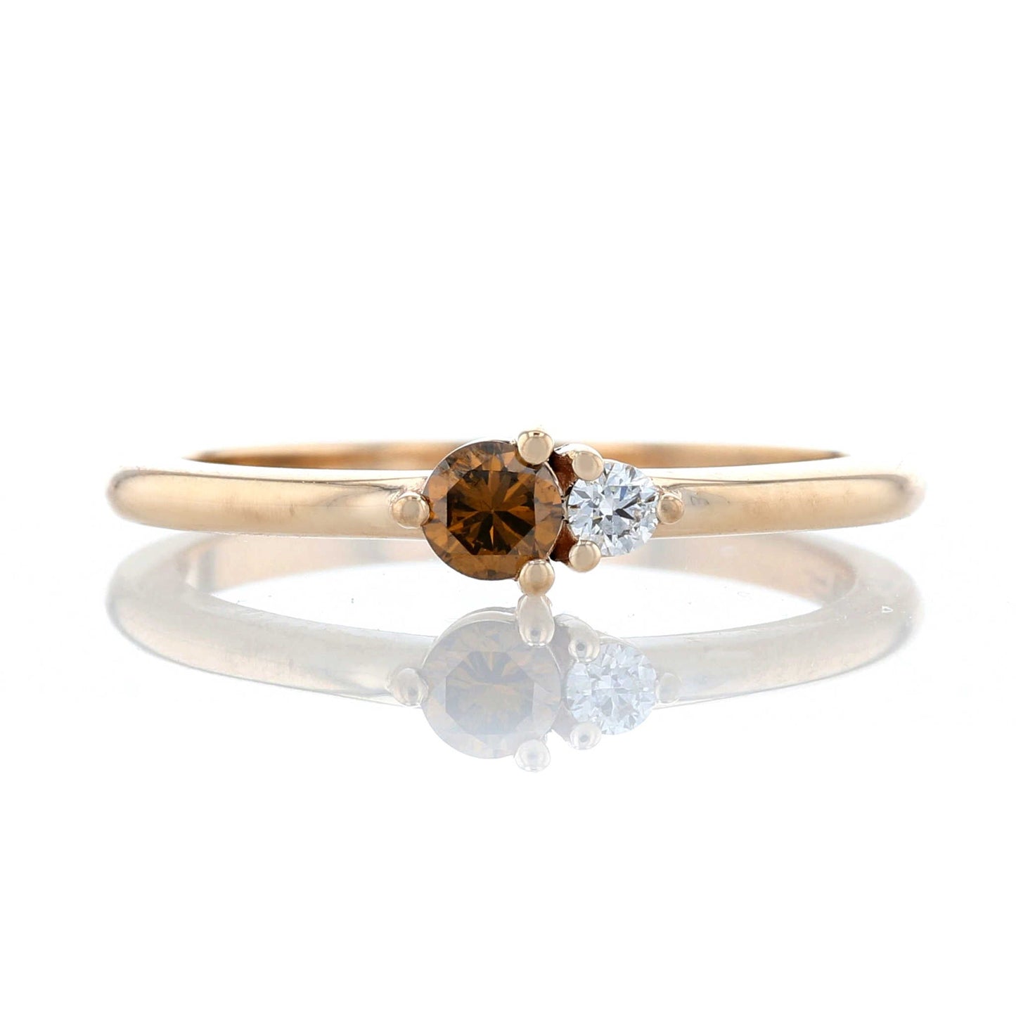 Dainty Orange Diamond Cluster Ring Front View