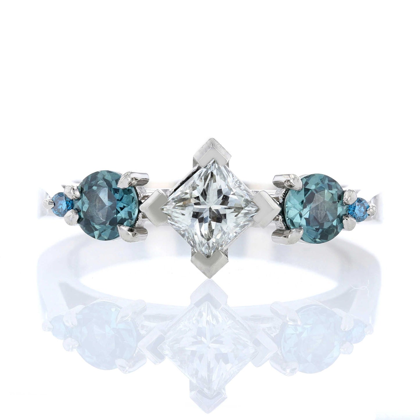 Montana Sapphire Princess Diamond Engagement Ring