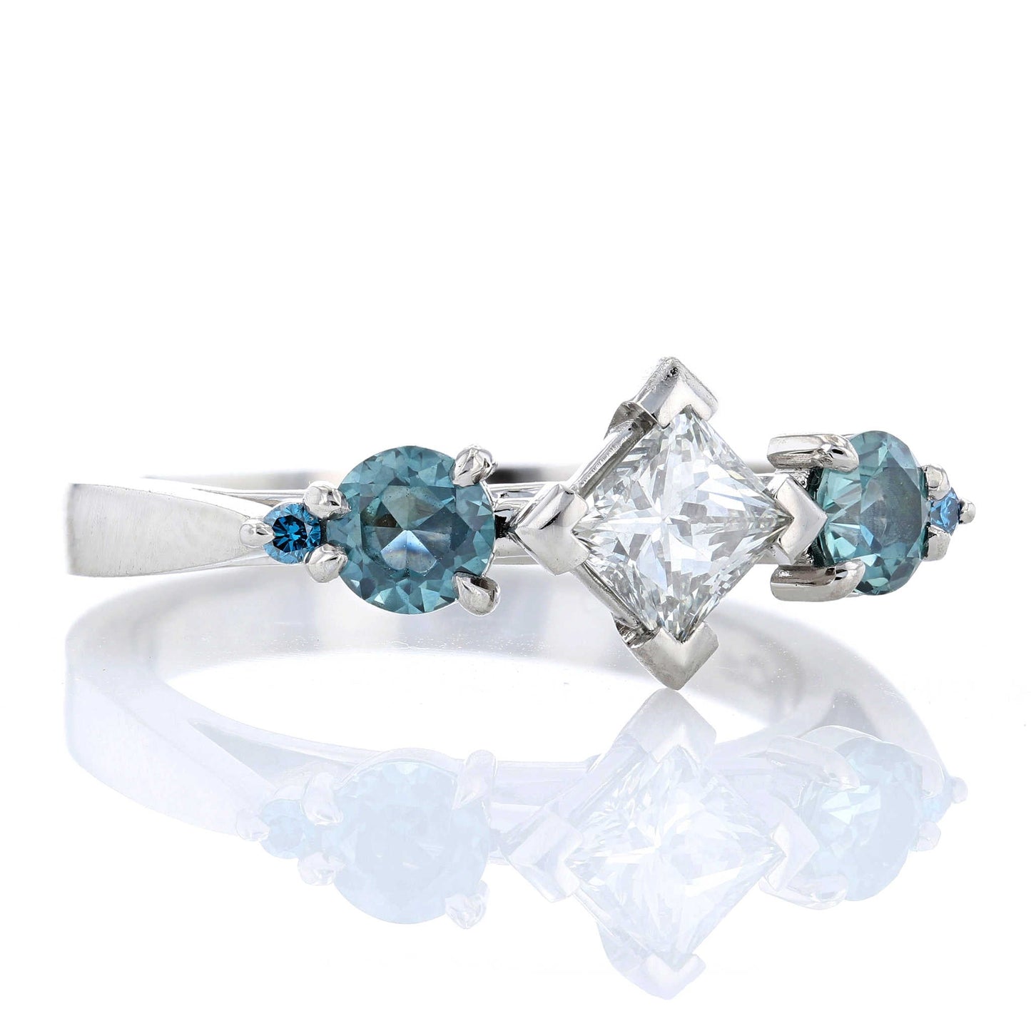 Montana Sapphire Princess Diamond Engagement Ring