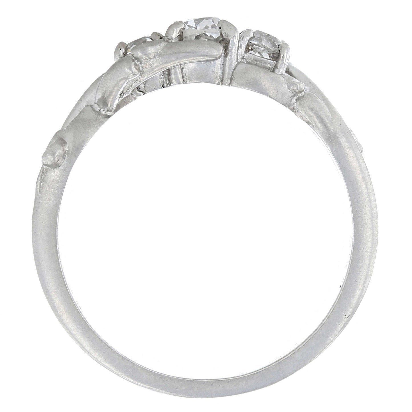 Three Stone Organic Diamond Engagement Ring Gallery View