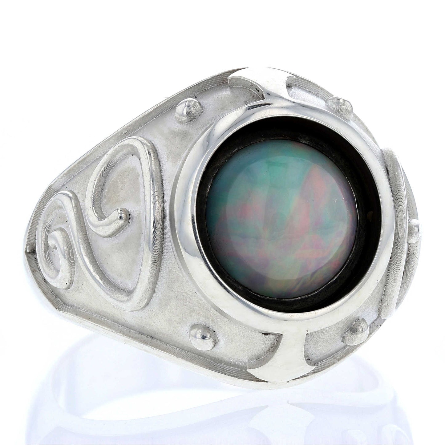 Opal Swirl Signet Ring