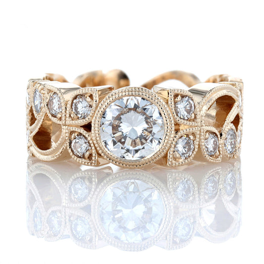Floral Diamond Ring Front View