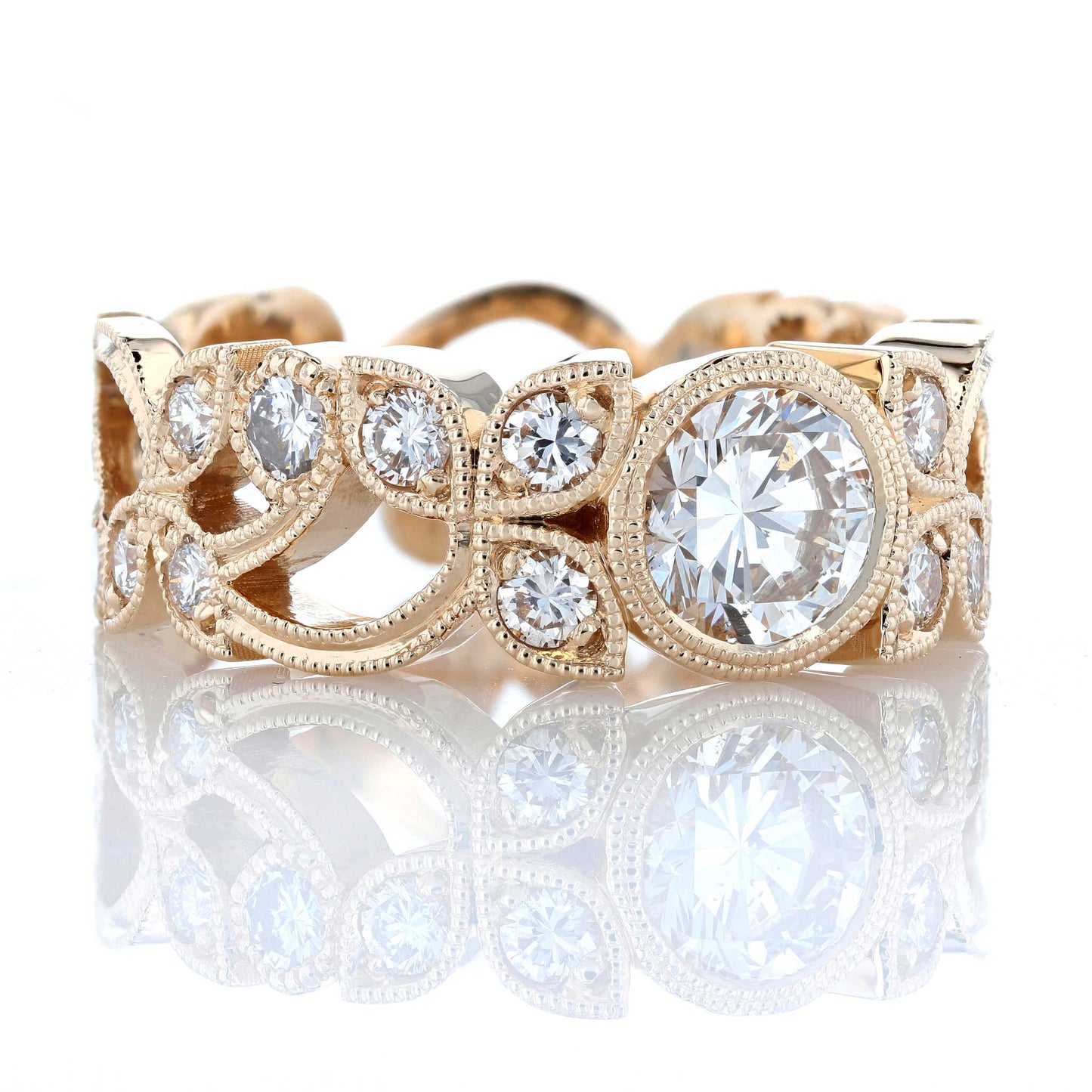 Floral Diamond Ring Side View