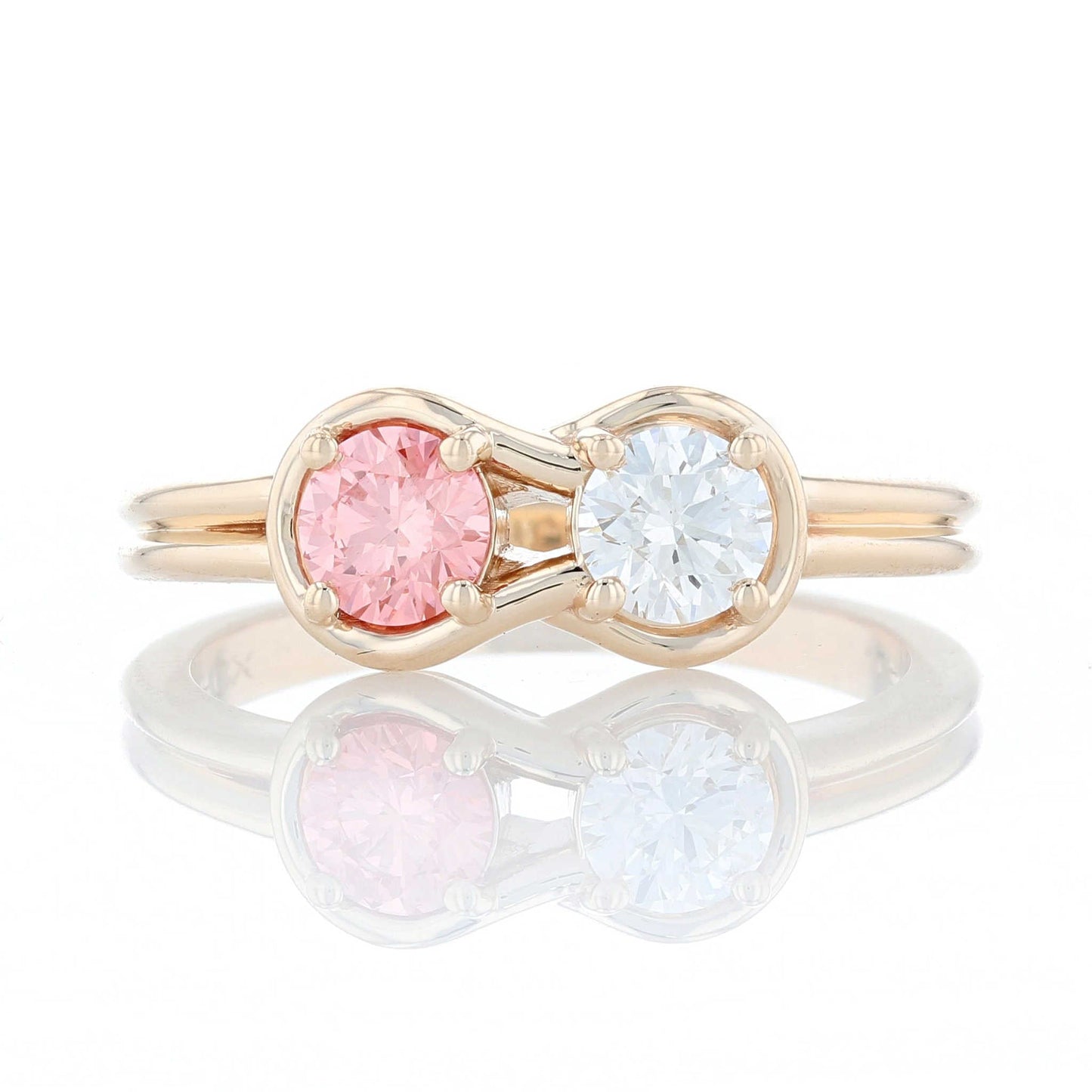 Pink Diamond Knot Ring Front View