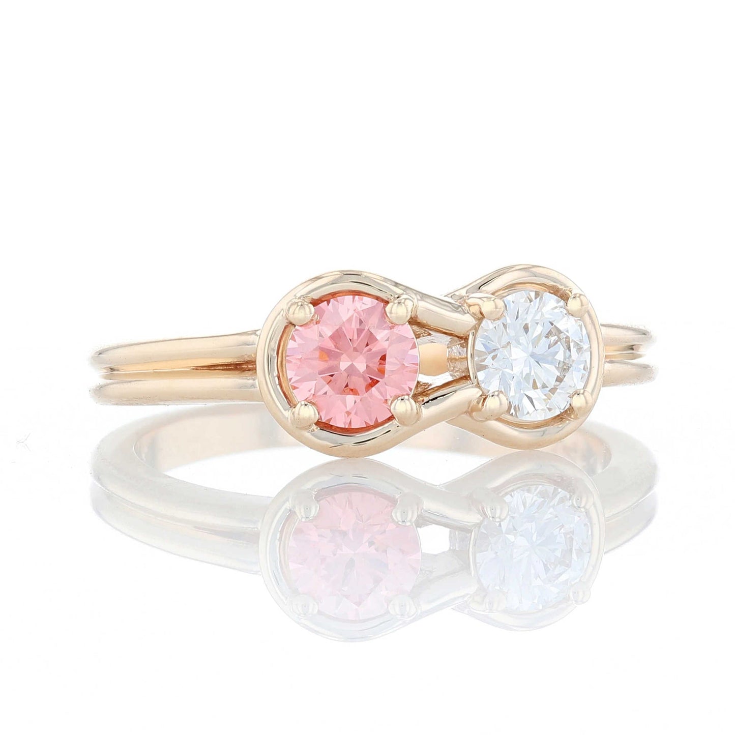 Pink Diamond Knot Ring Side View