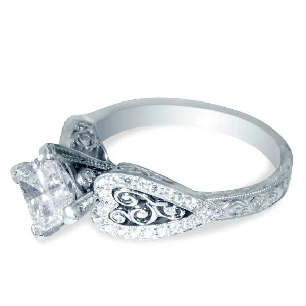Princess Cut Heart Setting Engagement Ring