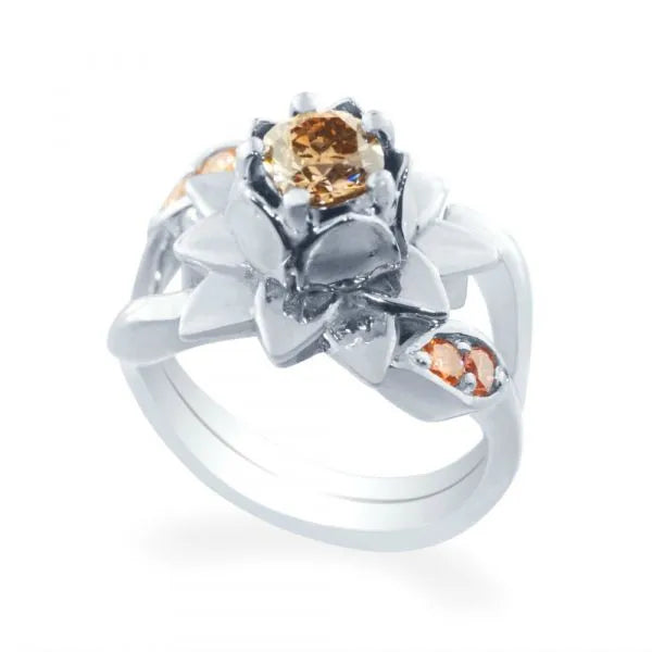 Lotus Flower Diamond Engagement Ring