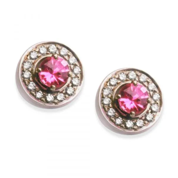 Pink Sapphire diamond halo stud earrings