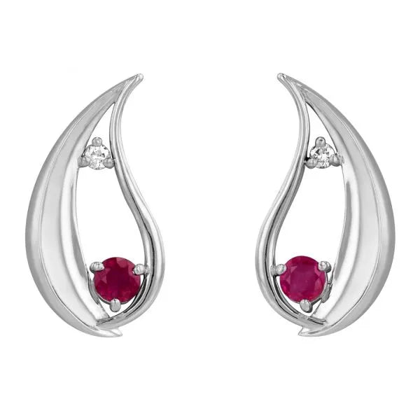 Ruby and diamond water drop earrings