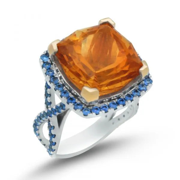 Madiera Citrine and Sapphire Ring