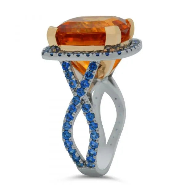 Madiera Citrine and Sapphire Ring