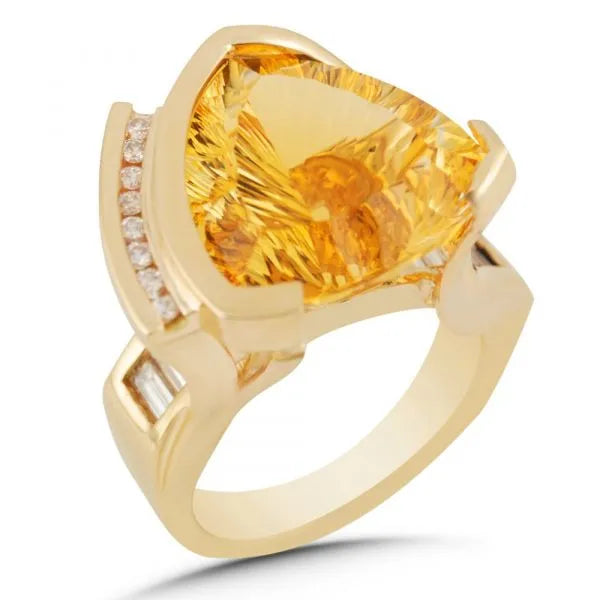 Trillion citrine and diamond ring