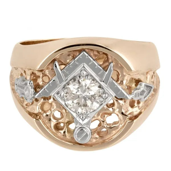 Masonic Diamond Ring with Organic Cutouts