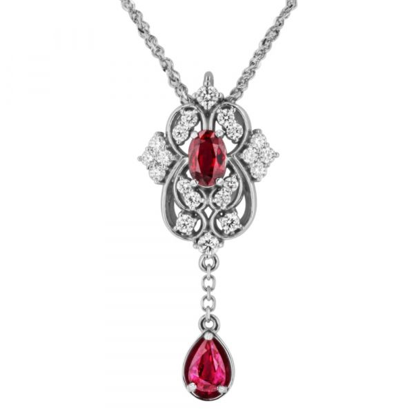 gorgeous ruby pendant. take your style up by adorning... Antique inspired ruby pendant with drop | Fox Fine Jewelry