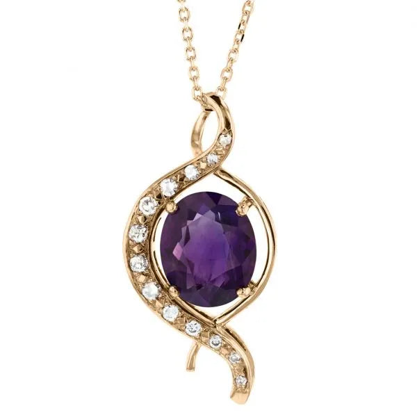 Amethyst pendant with ribbons of gold