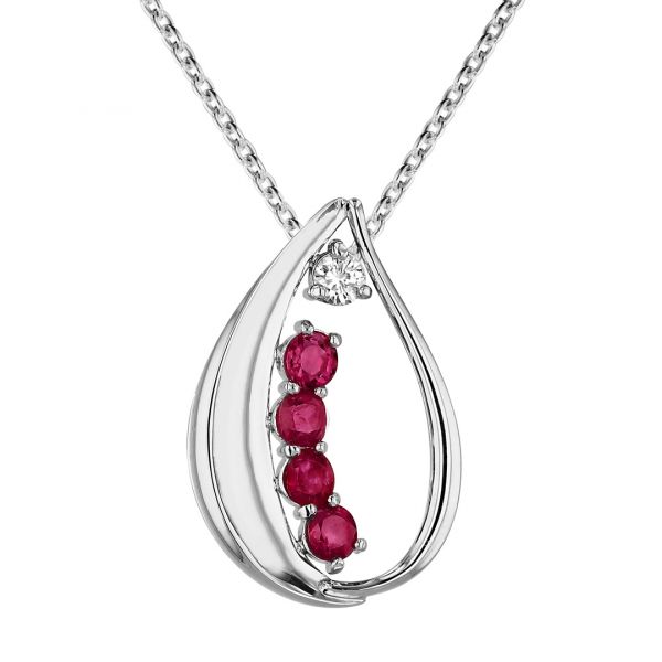 Ruby and diamond water drop pendant